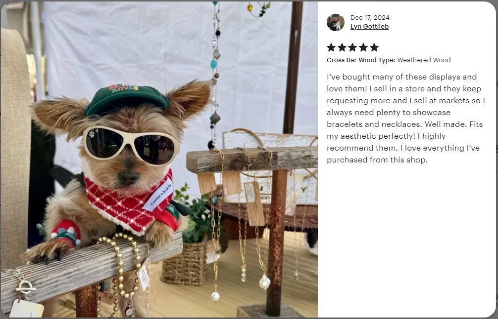 (image for) 12" Bracelet Stand with Distressed Copper Risers