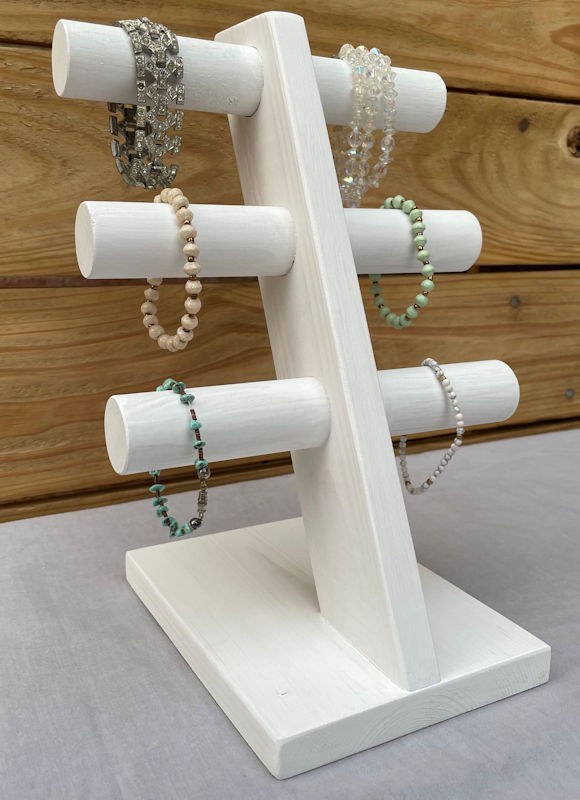 (image for) Three Tier Bracelet Stand in White Washed or Raw Pine