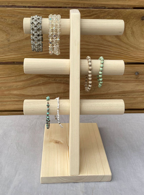(image for) Three Tier Bracelet Stand in White Washed or Raw Pine
