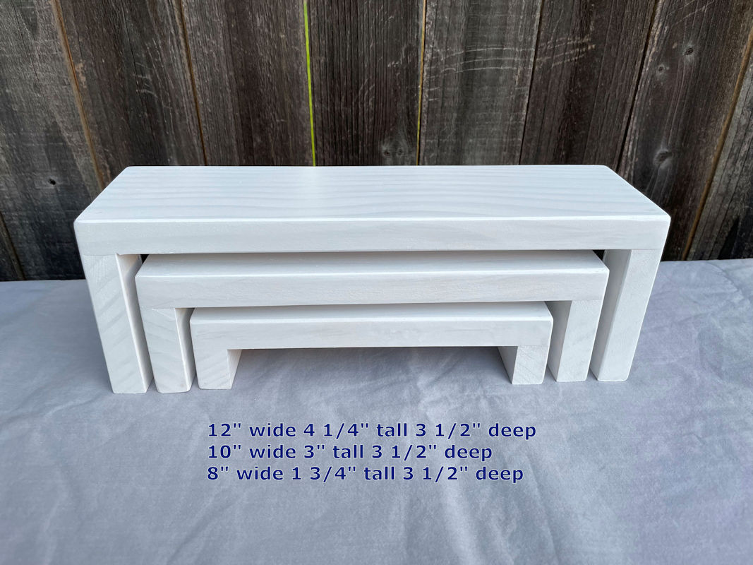 (image for) Small Nesting Risers in White Washed Pine