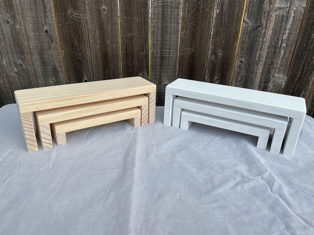 (image for) Small Nesting Risers in White Washed Pine